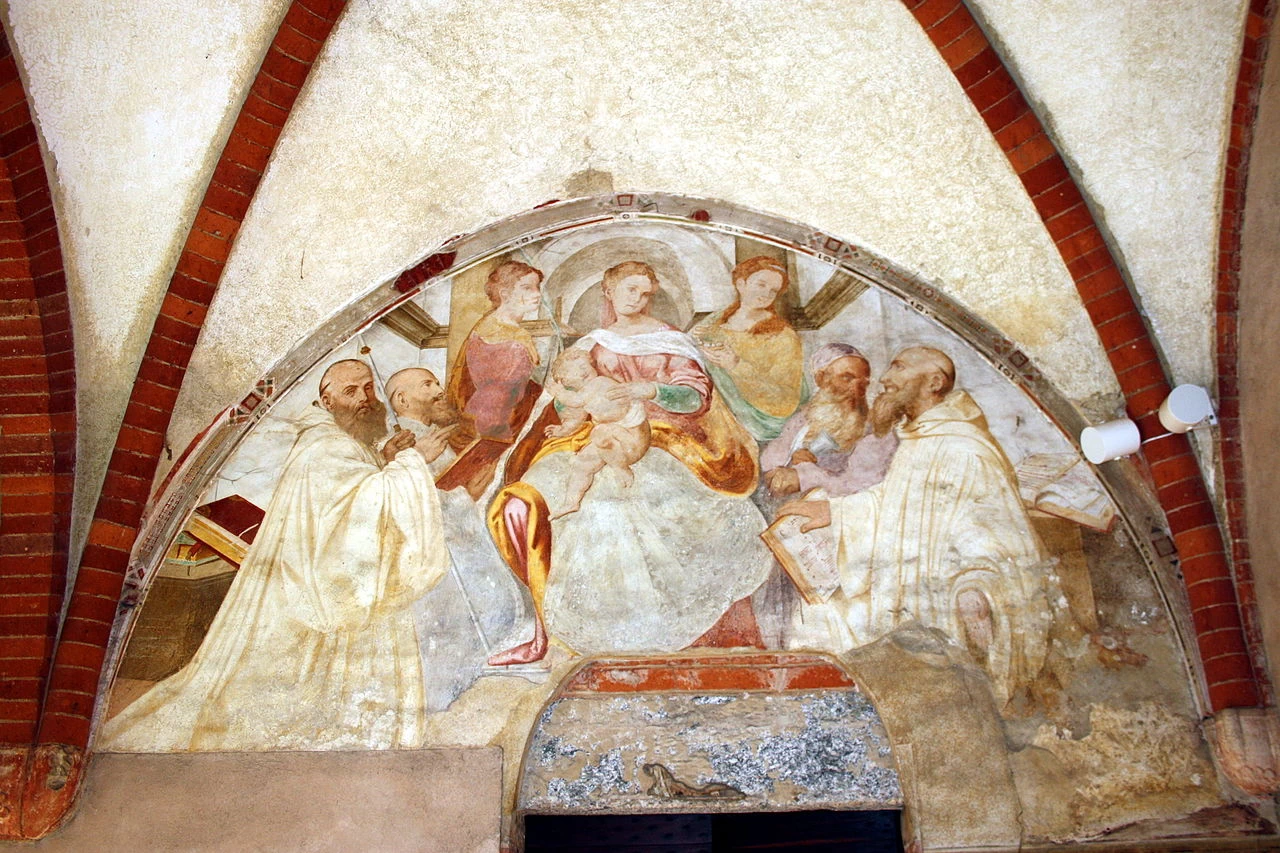 Madonna con Bambino onorata da Cistercensi - Abbazia di Chiaravalle, attribuito